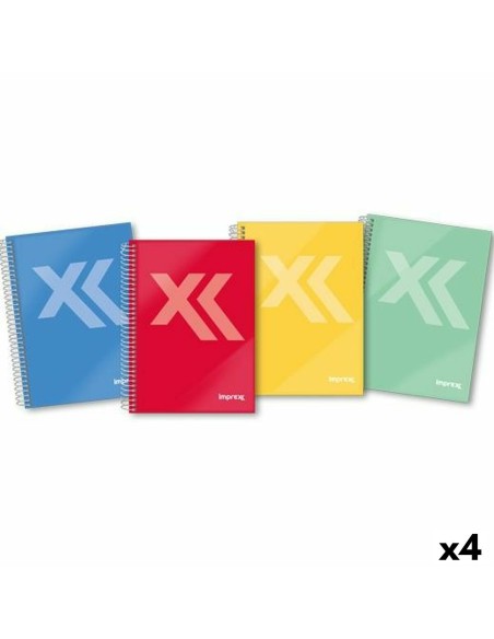 Cahier à Spirale Imprex A5 80 Volets (4 Unités)