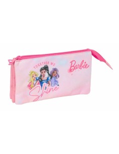 Trousse Fourre-Tout Triple Barbie Rose 22 x 12 x 3 cm