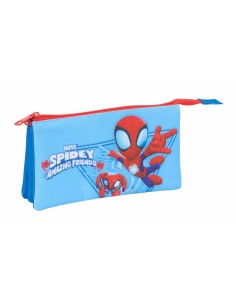 Trousse Fourre-Tout Triple Spidey Bleu 22 x 12 x 3 cm 2