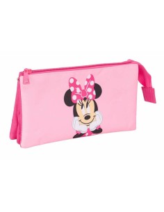 Trousse Fourre-Tout Triple Minnie Mouse Rose 22 x 12 x 3 cm