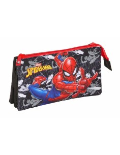 Trousse Fourre-Tout Triple Spider-Man Noir 22 x 12 x 3 cm
