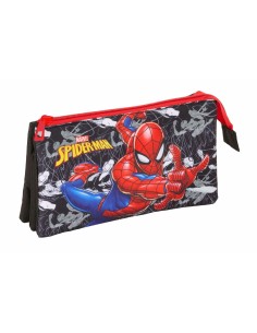 Trousse Fourre-Tout Triple Spider-Man Noir 22 x 12 x 3 cm 2