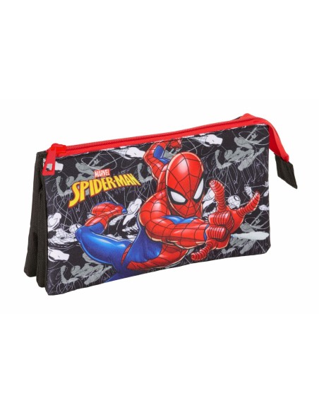 Trousse Fourre-Tout Triple Spider-Man Noir 22 x 12 x 3 cm