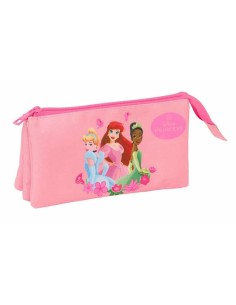 Trousse Fourre-Tout Triple Disney Princess Rose 22 x 12 x 3 cm