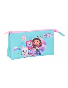 Trousse Fourre-Tout Triple Gabby's Dollhouse Bleu 22 x 12 x 3 cm