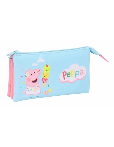 Trousse Fourre-Tout Triple Peppa Pig Bleu 22 x 12 x 3 cm