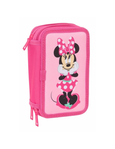 Pochette à crayons triple Minnie Mouse Rose 12,5 x 19,5 x 5,5 cm 37 Pièces