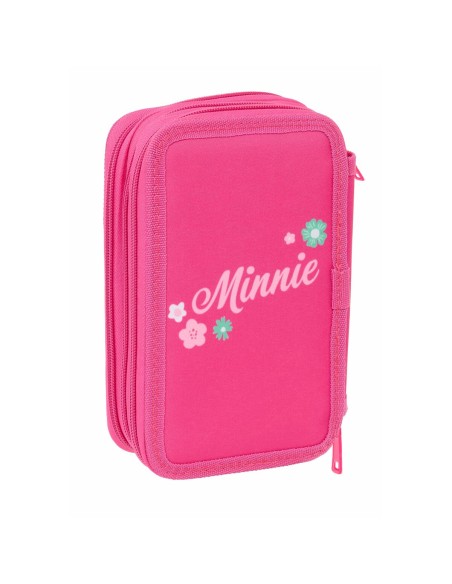 Pochette à crayons triple Minnie Mouse Rose 12,5 x 19,5 x 5,5 cm 37 Pièces