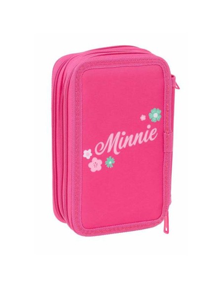 Pochette à crayons triple Minnie Mouse Rose 12,5 x 19,5 x 5,5 cm 37 Pièces