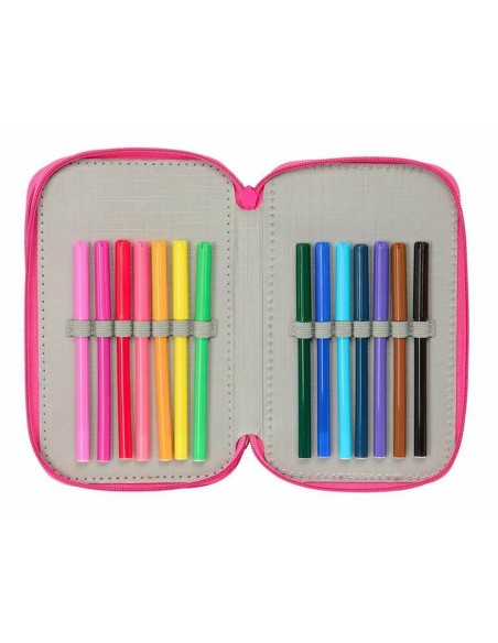Pochette à crayons triple Minnie Mouse Rose 12,5 x 19,5 x 5,5 cm 37 Pièces