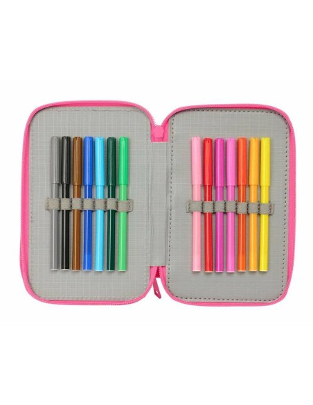 Pochette à crayons triple Disney Princess Rose 12,5 x 19,5 x 5,5 cm 37 Pièces