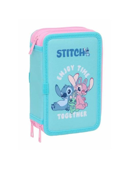 Pochette à crayons triple Stitch Bleu 12,5 x 19,5 x 5,5 cm 37 Pièces