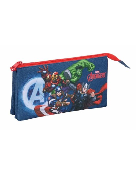 Trousse Fourre-Tout Triple The Avengers Blue marine 22 x 12 x 3 cm