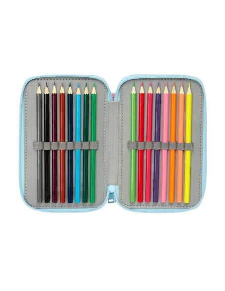 Pochette à crayons triple Peppa Pig Bleu 12,5 x 19,5 x 5,5 cm 37 Pièces