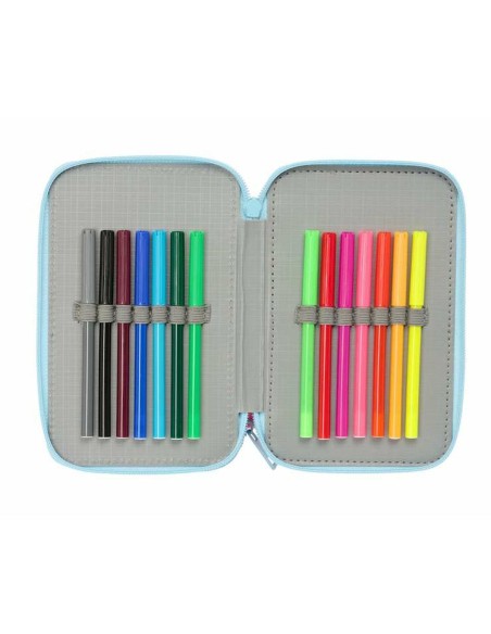 Pochette à crayons triple Peppa Pig Bleu 12,5 x 19,5 x 5,5 cm 37 Pièces