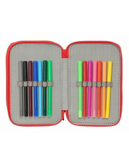 Pochette à crayons triple Spidey Bleu 12,5 x 19,5 x 5,5 cm 37 Pièces