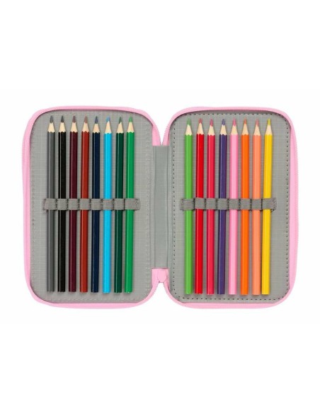 Pochette à crayons triple Stitch Vert 12,5 x 19,5 x 5,5 cm 37 Pièces