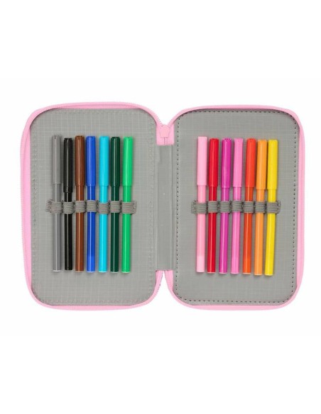 Pochette à crayons triple Stitch Vert 12,5 x 19,5 x 5,5 cm 37 Pièces