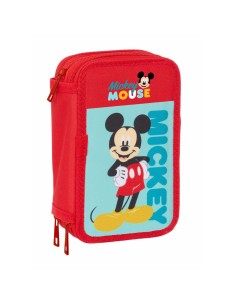 Pochette à crayons triple Mickey Mouse Rouge 12,5 x 19,5 x 5,5 cm 37 Pièces 2