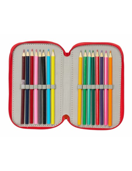 Pochette à crayons triple Mickey Mouse Rouge 12,5 x 19,5 x 5,5 cm 37 Pièces