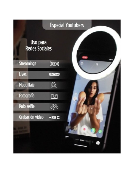 Anneau Lumineux pour Selfie Rechargeable KSIX TP-8427542116006_BXYOUTBMINI_Vendor 3W