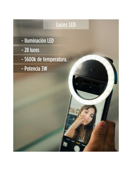 Anneau Lumineux pour Selfie Rechargeable KSIX TP-8427542116006_BXYOUTBMINI_Vendor 3W