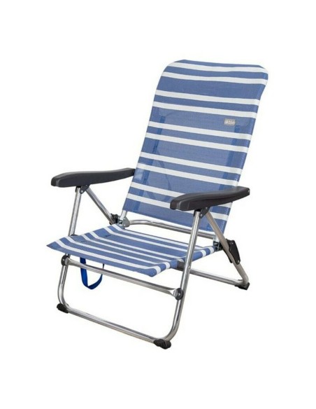 Chaise de Plage Aktive 62601 Blanc Blue marine 61 x 50 x 85 cm Aluminium