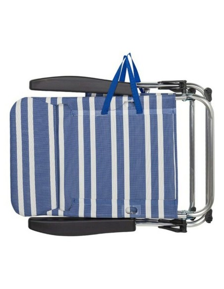 Chaise de Plage Aktive 62601 Blanc Blue marine 61 x 50 x 85 cm Aluminium