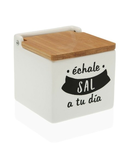 Salière avec couvercle Versa Céramique Bambou (10,5 x 11 x 11 cm)