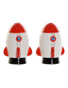 Salière avec couvercle DKD Home Decor Blanc Rouge Dolomite 6,5 x 7 x 9 cm (2 pcs)