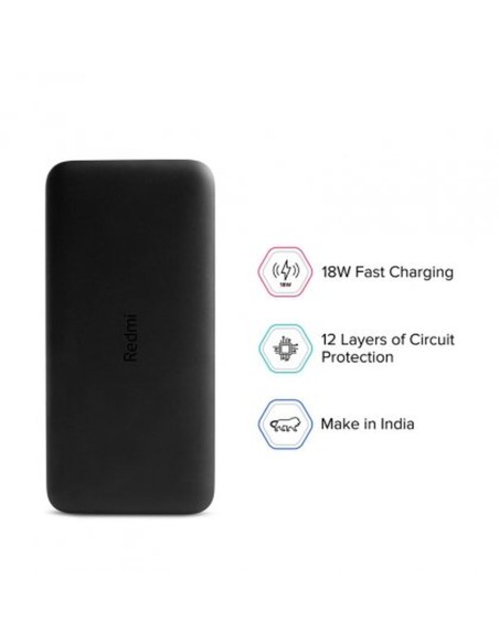 Powerbank Xiaomi Redmi Fast Charge 18W Noir 20000 mAh