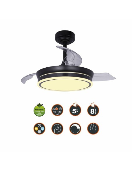 Ventilateur de Plafond CristalRecord 85-065-46-180 Noir 45 W Ø 92 cm