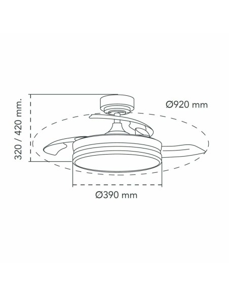 Ventilateur de Plafond CristalRecord 85-065-46-180 Noir 45 W Ø 92 cm