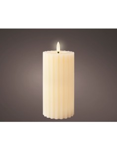 Bougie LED Lumineo Crème Ø 7,5 x 17,3 cm Avec relief (AAA) 2