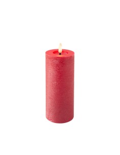 Bougie LED Lumineo Rouge Ø 7 x 19 cm Rustique (AAA)