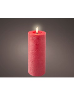 Bougie LED Lumineo Rouge Ø 7 x 19 cm Rustique (AAA) 2