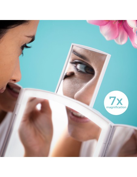 Miroir LED Pliable avec Organisateur de Maquillage 3-en-1 Panomir InnovaGoods