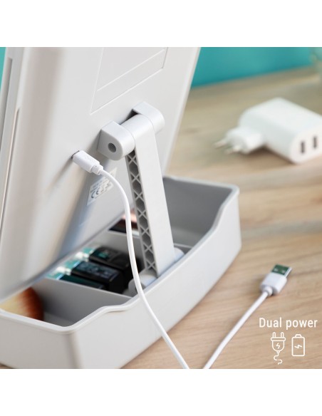 Miroir LED Pliable avec Organisateur de Maquillage 3-en-1 Panomir InnovaGoods