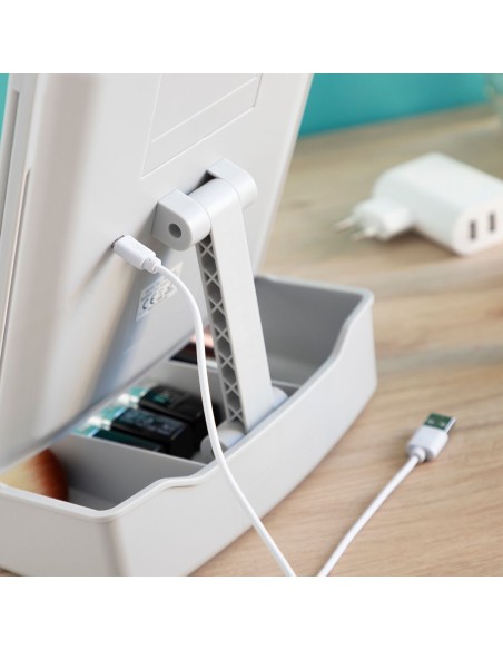 Miroir LED Pliable avec Organisateur de Maquillage 3-en-1 Panomir InnovaGoods