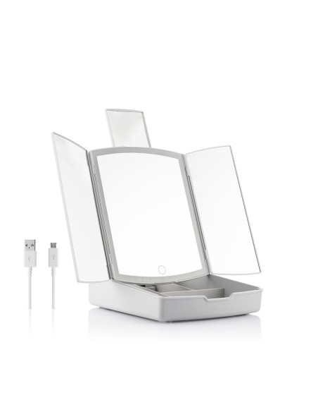 Miroir LED Pliable avec Organisateur de Maquillage 3-en-1 Panomir InnovaGoods