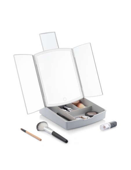 Miroir LED Pliable avec Organisateur de Maquillage 3-en-1 Panomir InnovaGoods