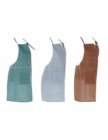 Tablier avec Poche DKD Home Decor Marron Turquoise Polyester Coton Vert Bleu ciel (70 x 0.5 x 80 cm) (3 pcs)