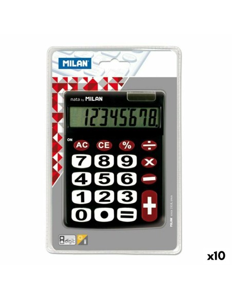 Calculatrice Milan Dual Noir 14,5 x 10,6 x 2,1 cm (10 Unités)