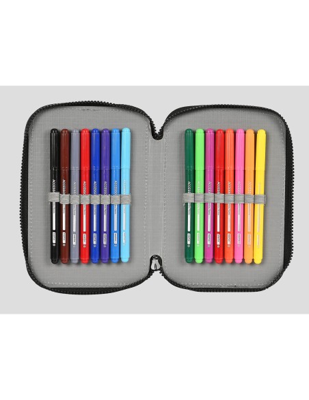Plumier double F.C. Barcelona Gris (13.5 x 20.5 x 4.5 cm) (34 Pièces)