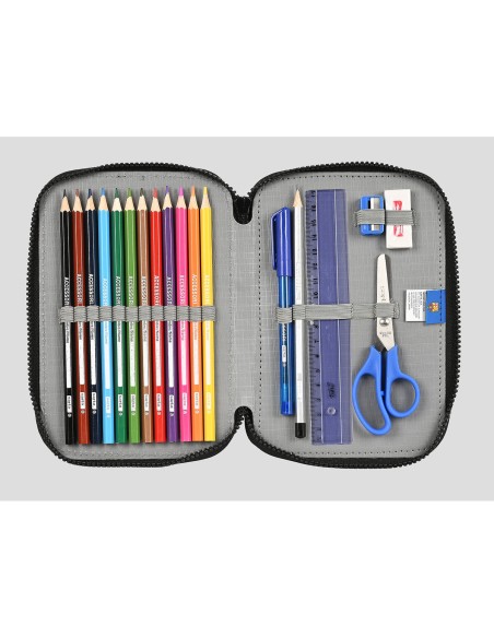 Plumier double F.C. Barcelona Gris (13.5 x 20.5 x 4.5 cm) (34 Pièces)