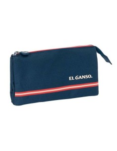 Trousse Fourre-Tout Triple Safta Bleu 22 x 3 x 12 cm
