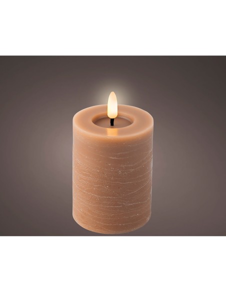 Bougie LED Lumineo Marron Ø 7 x 11,2 cm Effet flamme (AAA)