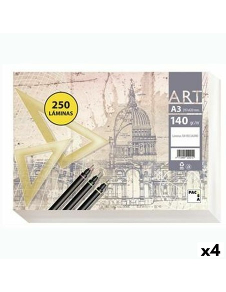 Papier à dessin Pacsa ART Blanc A3 250 Volets (4 Unités)