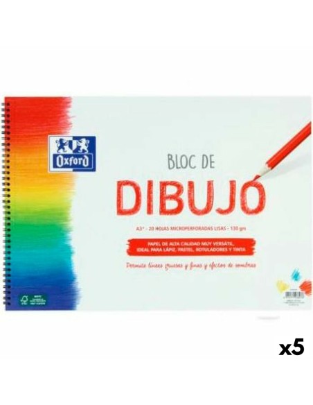 Bloc à dessin Oxford Blanc A3 20 Volets (5 Unités)