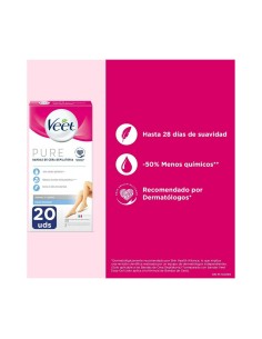 Bandes Épilatoire Corporelles Veet Peau sensible 20 Unités 2